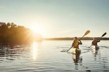 Two People Canoe Sunset