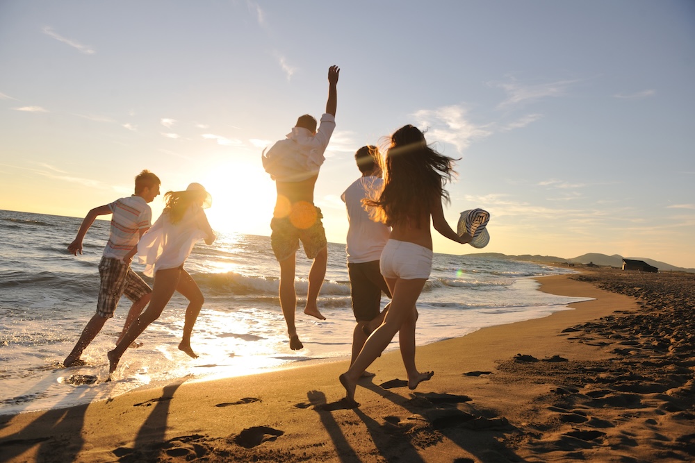 group on a beach