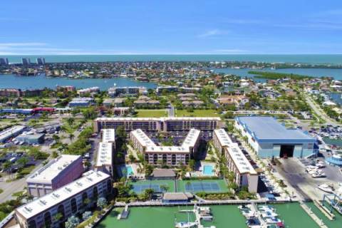 Aerial of Angler's Cove Condos